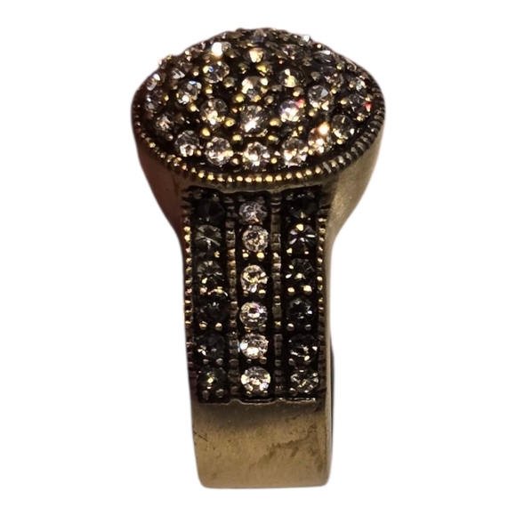 Heidi Daus Goldtone Brass Round Clear Gray Swarovski Crystal Ring 8.5 - Picture 4 of 8